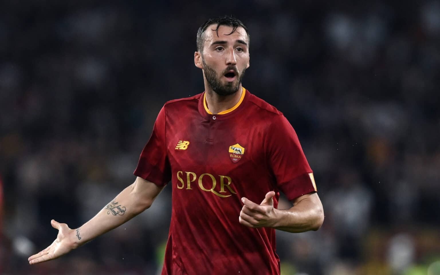 Bryan Cristante con la maglia della Roma