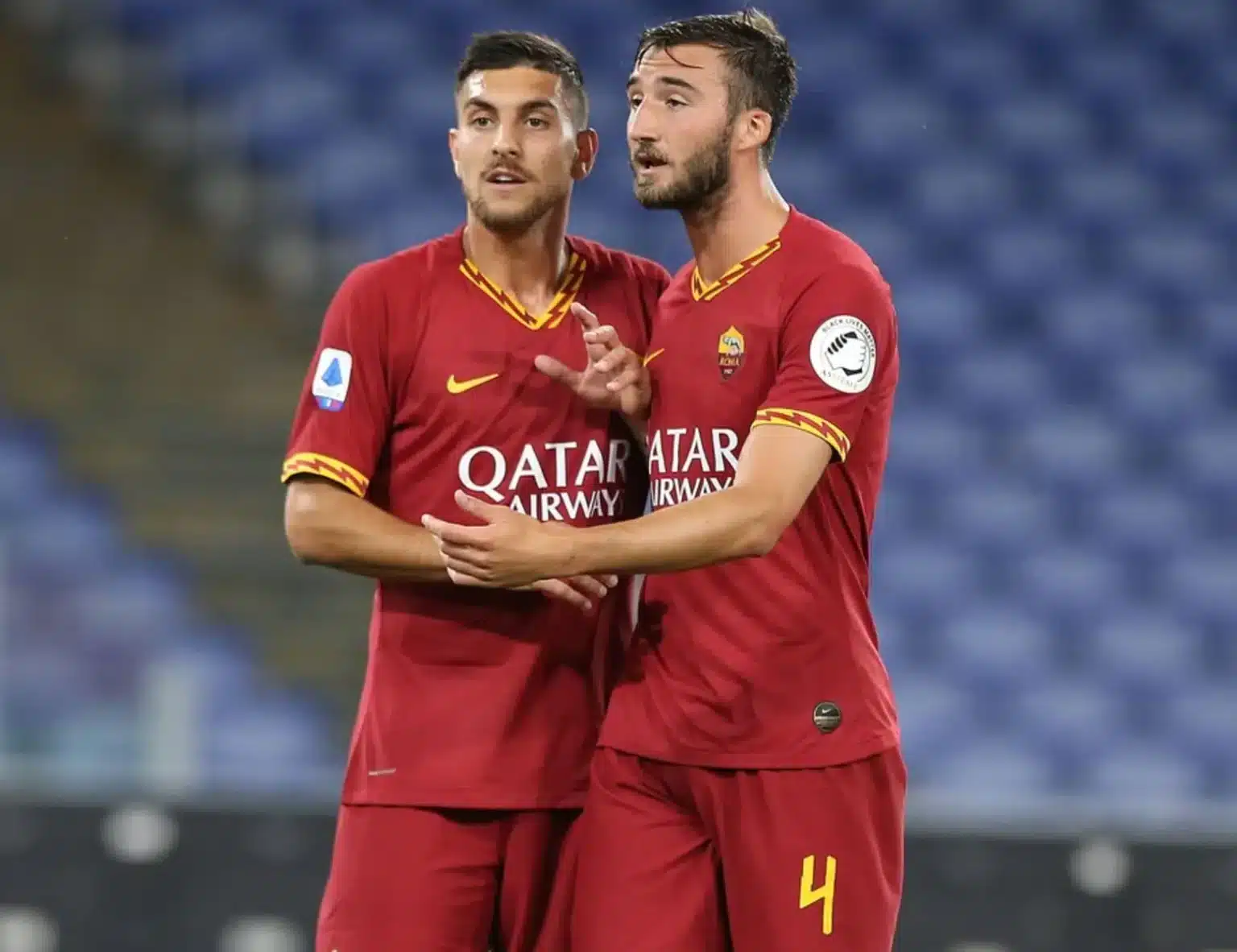 Cristante e Pellegrini con la maglia della Roma