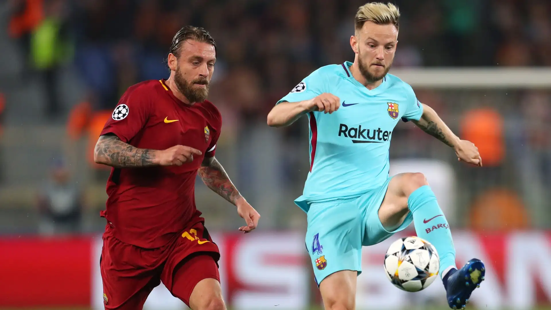 De Rossi e Rakitic, Roma-Barcellona del 2018