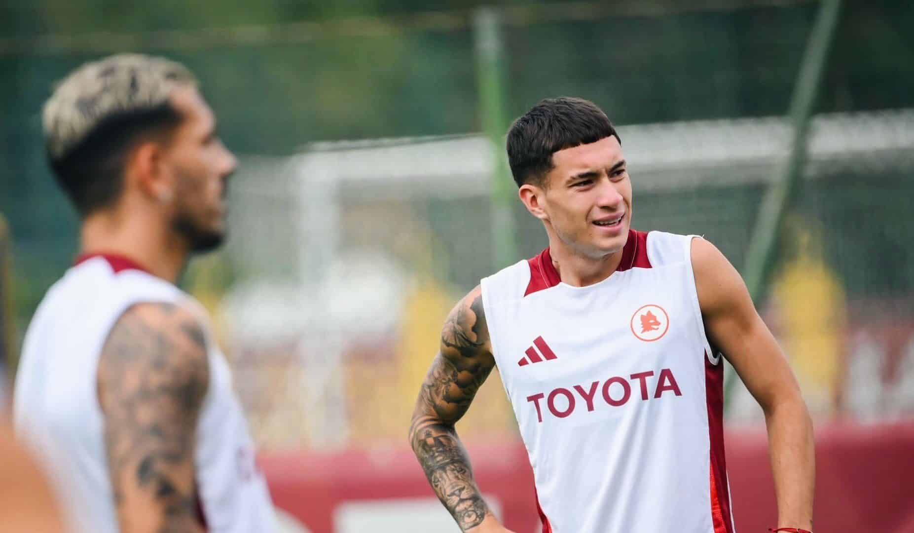 Soulé in allenamento a Trigoria