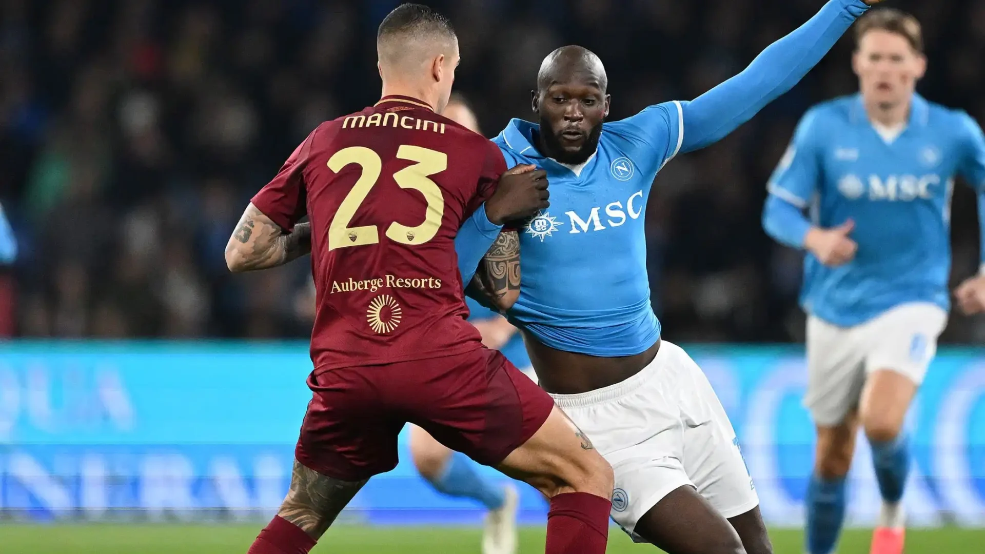 Duello Mancini-Lukaku in Napoli-Roma