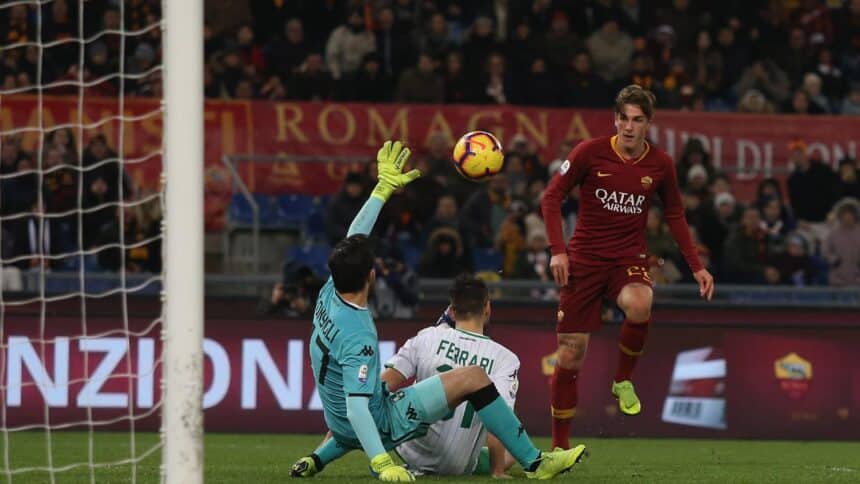 Gol di Zaniolo in Roma-Sassuolo