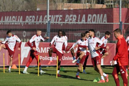 Seduta di allenamento a Trigoria