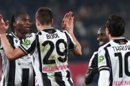 L'Udinese festeggia il gol