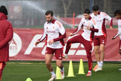 Allenamento della Roma a Trigoria