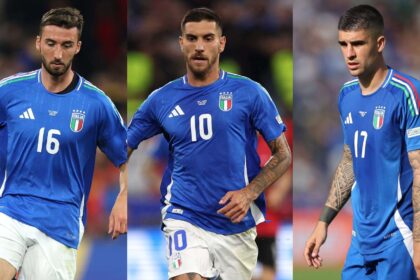 Cristante, Pellegrini e Mancini con la maglia dell'Italia