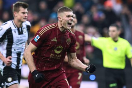 L'esultanza di Dovbyk in Udinese-Roma