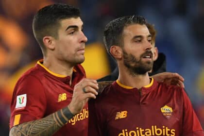 Spinazzola e Mancini con la maglia della Romas