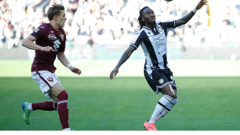 Azione di gioco durante Udinese-Torino