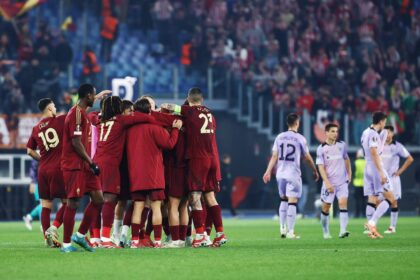Esultanza Roma contro l'Athletic
