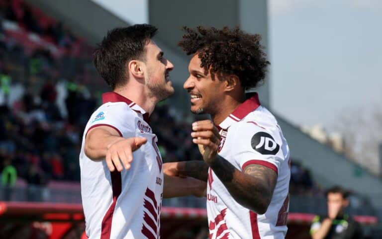 L'esultanza di Elmas e Lazaro in Monza-Torino
