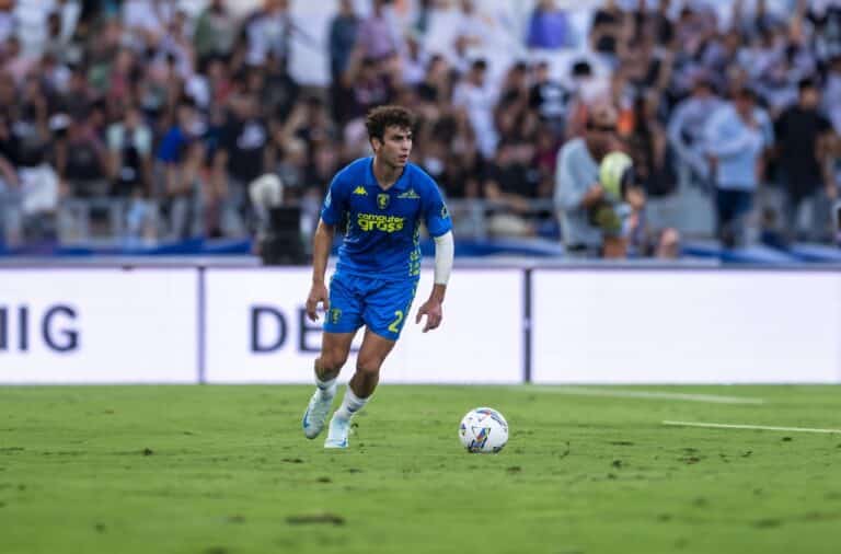 Saba Goglichidze in azione con la maglia dell’Empoli durante un match di Serie A