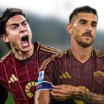 Paulo Dybala e Lorenzo Pellegrini con la maglia della Roma durante il raduno precampionato