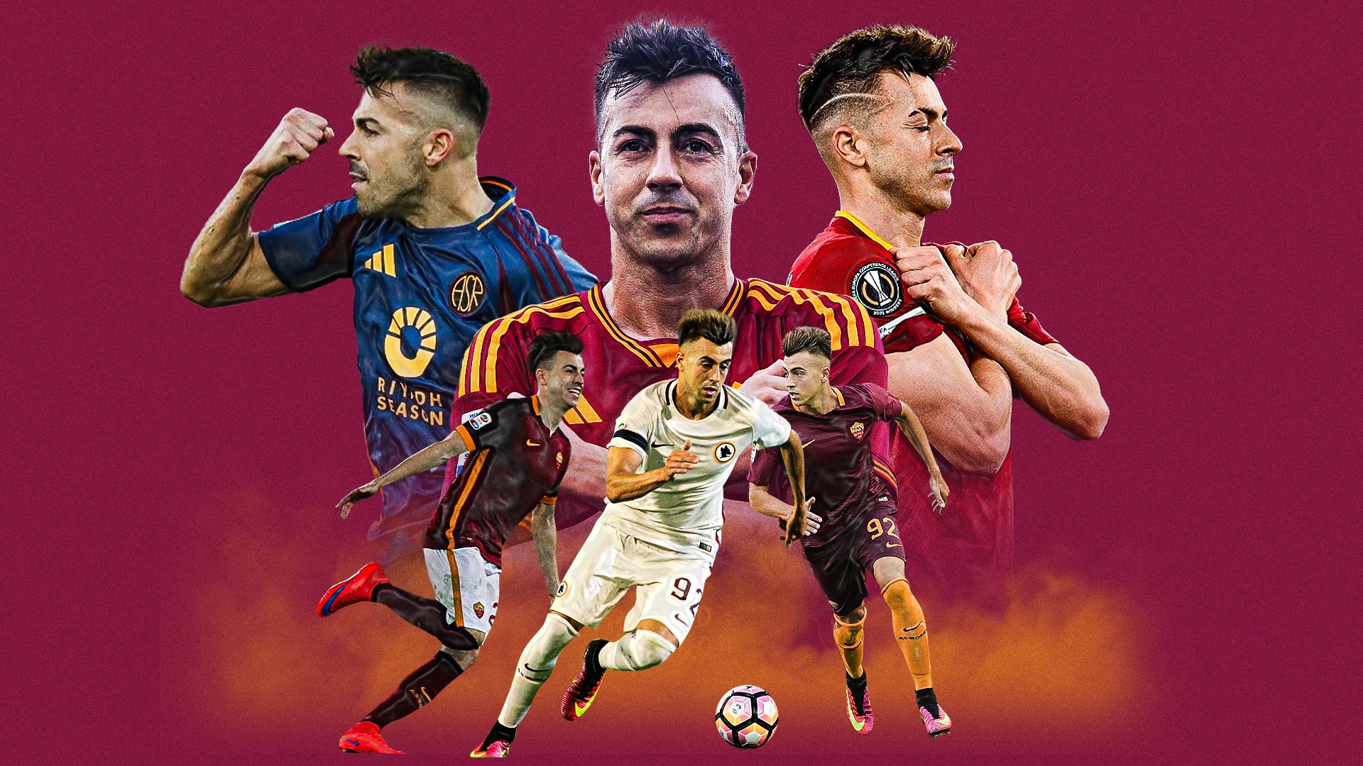 Stephan El Shaarawy in diverse fasi della sua carriera con la Roma, dalla prima esperienza fino ad oggi