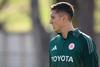 Pierluigi Gollini durante un allenamento con la Roma
